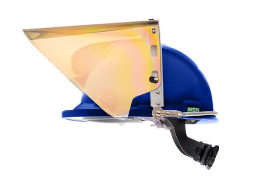 Clear Gold Face Shield, Hard Hat, and Bracket