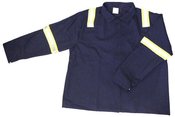 30" Navy Blue 100% FR Treated Cotton Whipcord Jacket with Enhanced Visibility
