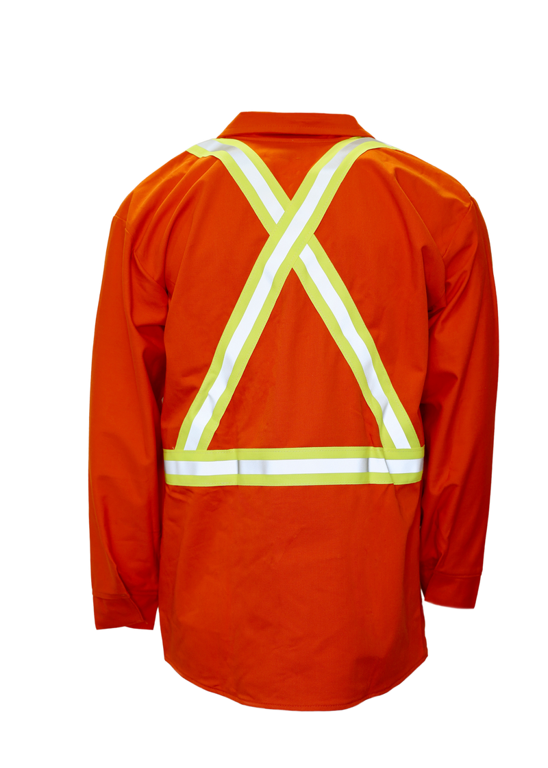 Orange FR 9oz 88/12 Shirt - High-Vis Striping