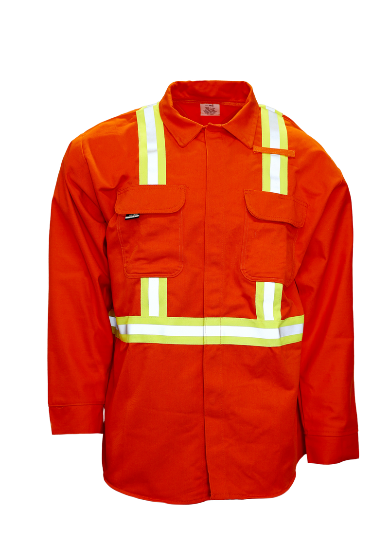 Orange FR 9oz 88/12 Shirt - High-Vis Striping