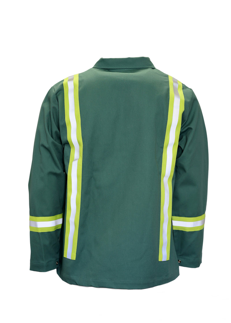 30" Visual Green 100% FR Treated Cotton Whipcord Jacket with Enhanced Visibility