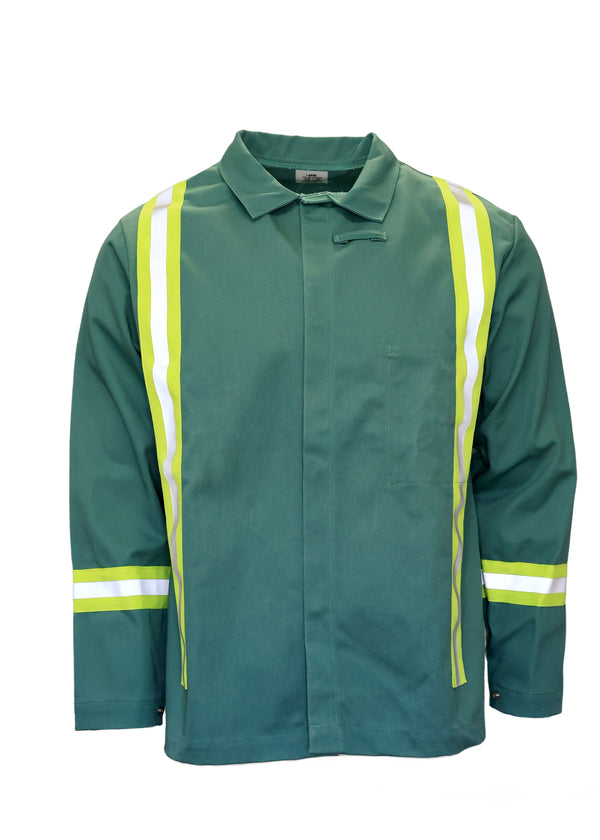 30" Visual Green 100% FR Treated Cotton Whipcord Jacket with Enhanced Visibility