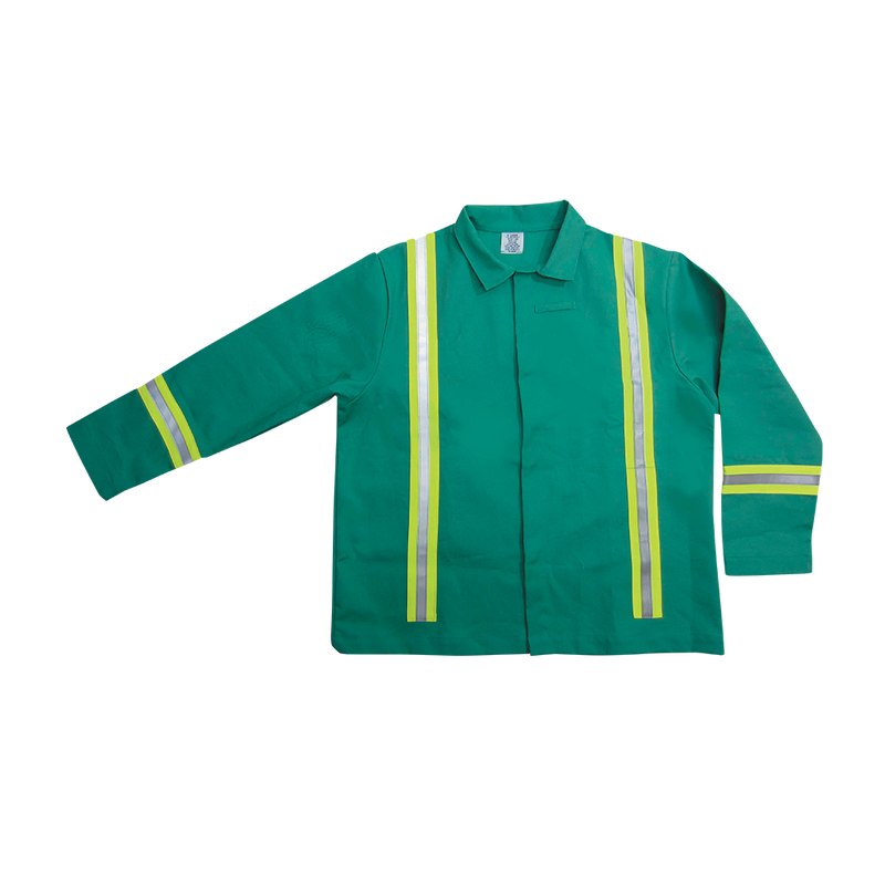 30" Visual Green 100% FR Treated Cotton Whipcord Jacket with Enhanced Visibility